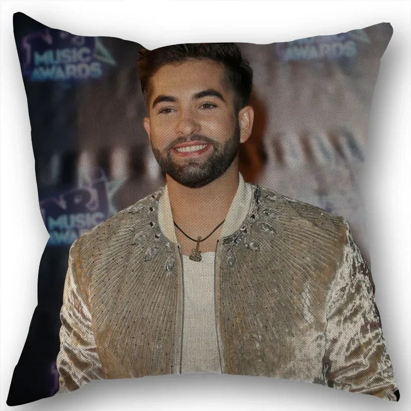 taie d'oreiller carrée 45x45cm moderne motif Kendji Girac imprimé uni côté opaque polyester