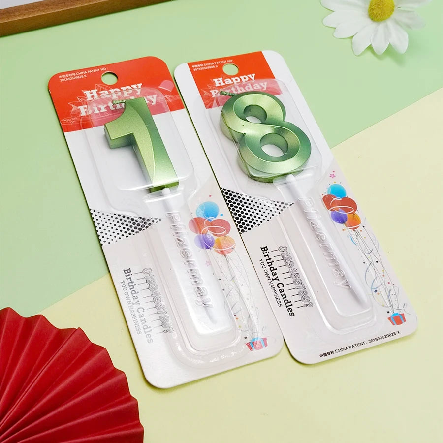 bougies vertes chiffres anniversaire moderne opalescent emballage happy birthday festive minimaliste