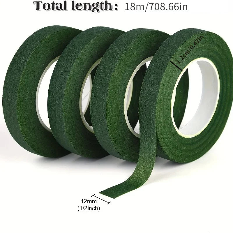 ruban adhésif floral vert foncé texturé utilitaire 18m longueur 12mm largeur art floral emballage