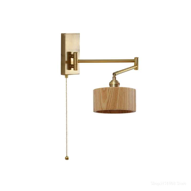 lampe murale or bois moderne interrupteur prise led minimaliste fixée vis
