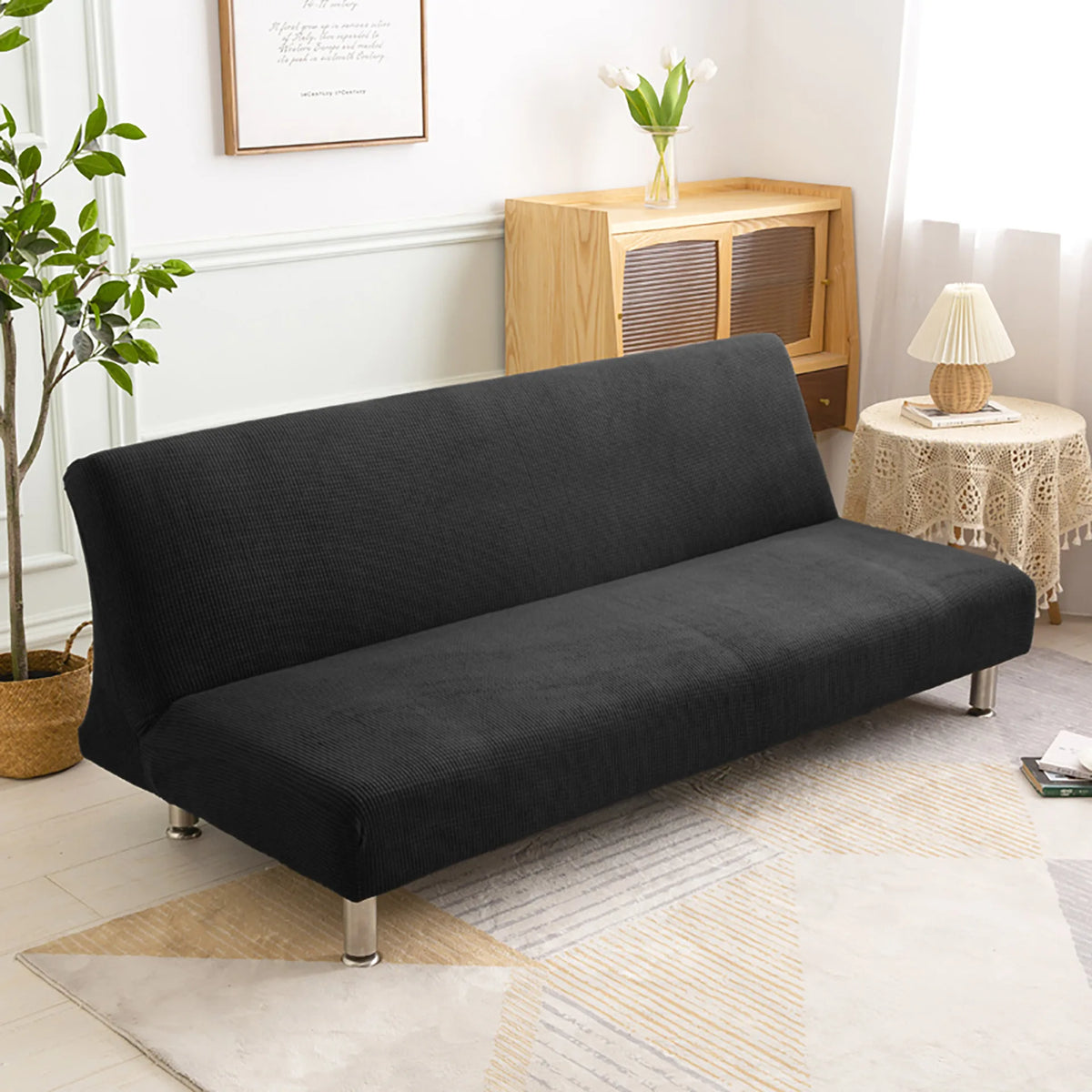 housse canapé extensible tissu jacquard vert petit carreau moderne canapé lit