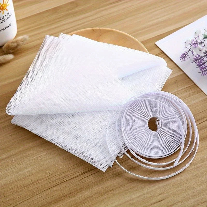 rideau moustiquaire fenetre adhésif double face maille fine blanc moderne minimaliste translucide ciseaux rouleau