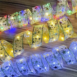 ruban lumineux multicolore étoiles dorées transparent festif 10m 5m 2m led batterie inclusion festive