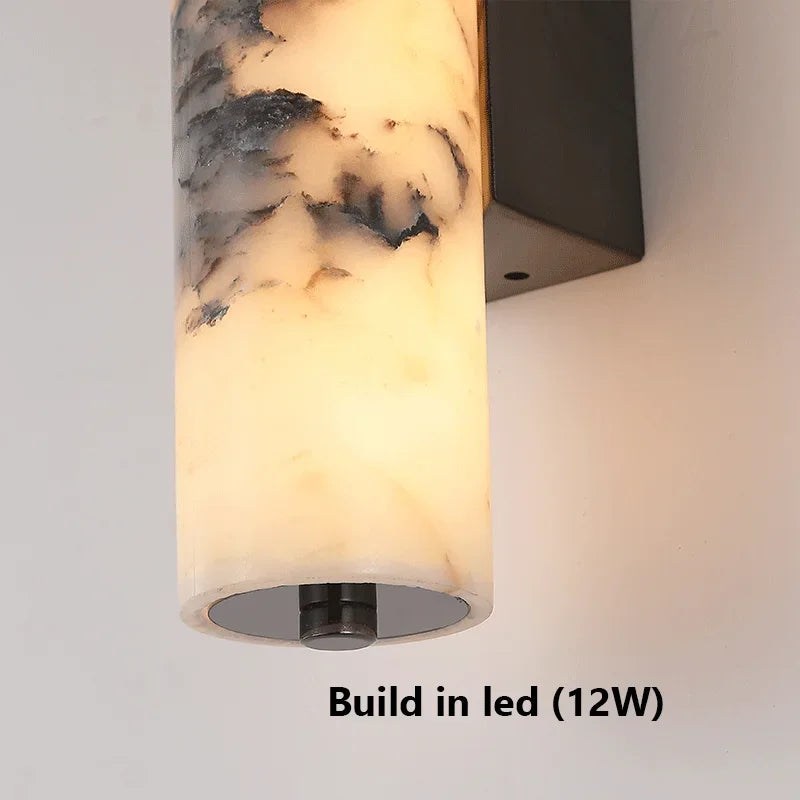 lampe murale moderne marbre blanc noir fixée mur éclairage led chambre salon decoration chic