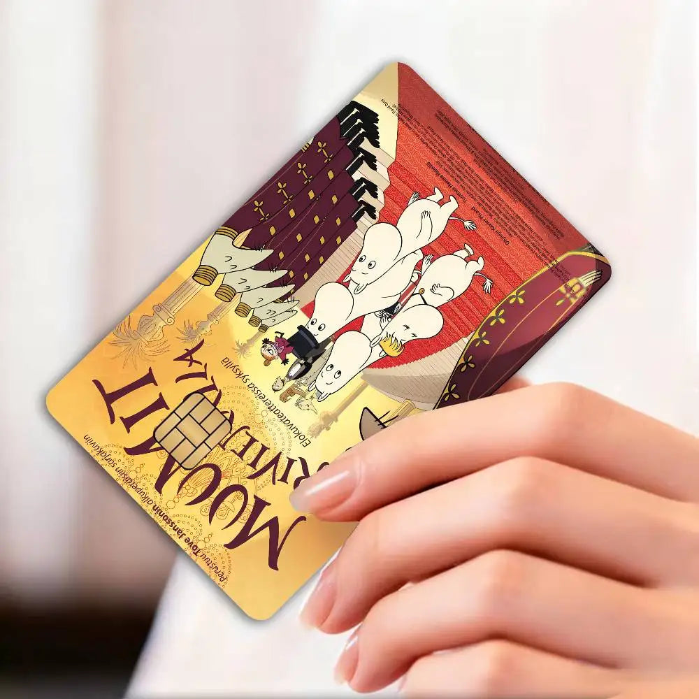 autocollants dessin animé moomins riviera carte bancaire réutilisable waterproof orange illustration classique