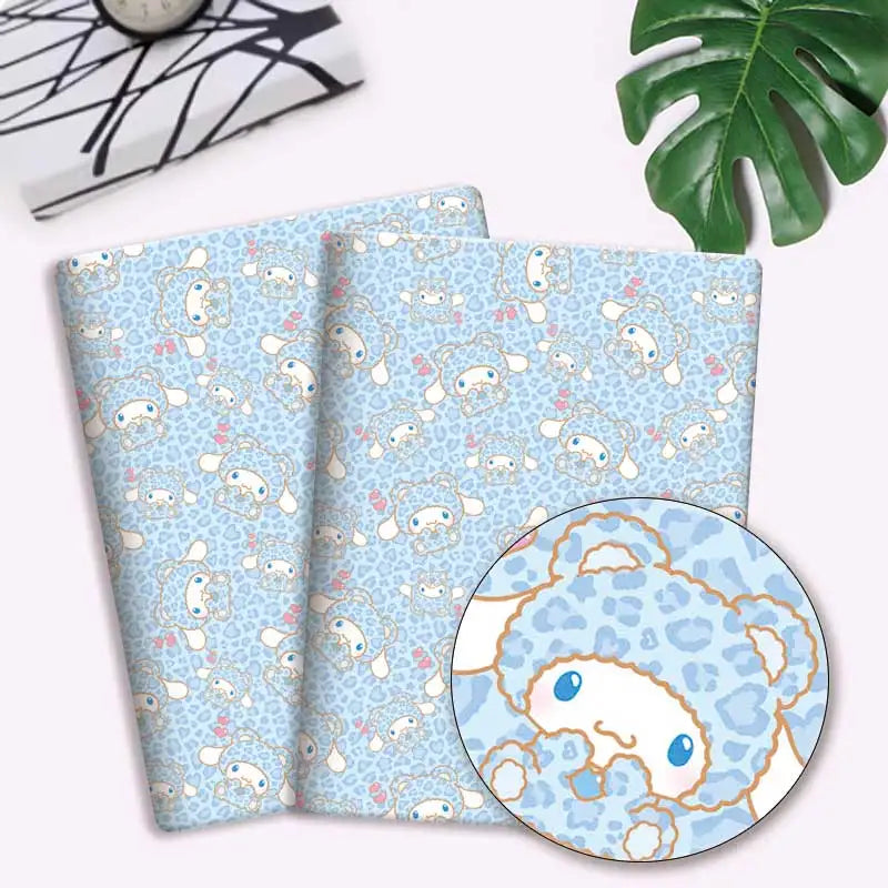 tissu imprimé my melody coeurs léopard coton polyester beige rose bleu violet cartoon