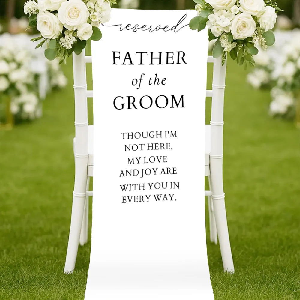 bannière mariage commémorative lettrage blanc vert bordure élégante clips decoration événement festive polyester