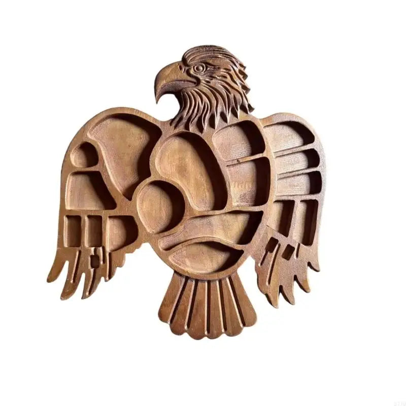 plateau bois sculpté aigle moderne servir fruits biscuits tasses thé décoratif table manger
