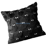 housse coussin halloween fantômes plush noir motif blanc texture veloutée respectueux environnement taie d'oreiller