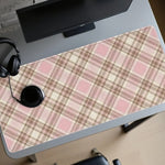 tapis souris carreaux écossais rose clair moderne polyester antislip gaming