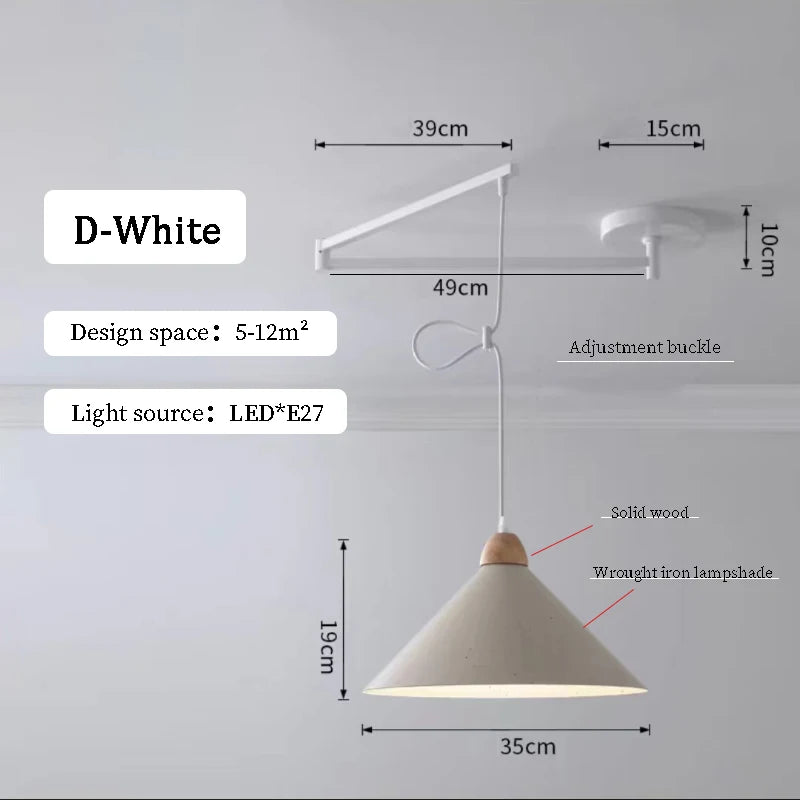 lampe suspendue moderne blanc noir flux lumineux led interrupteur bouton decoration chambre coucher