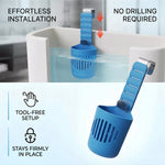 pince tablette nettoyage moderne bleu noir blanc perforations clips métalliques respectueux environnement