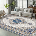 tapis moderne rectangle polyester motifs floraux gris bleu rouge beige anti dérapant