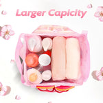 Sac douche maille rose réutilisable cordon serrage rapide respirant voyage gym
