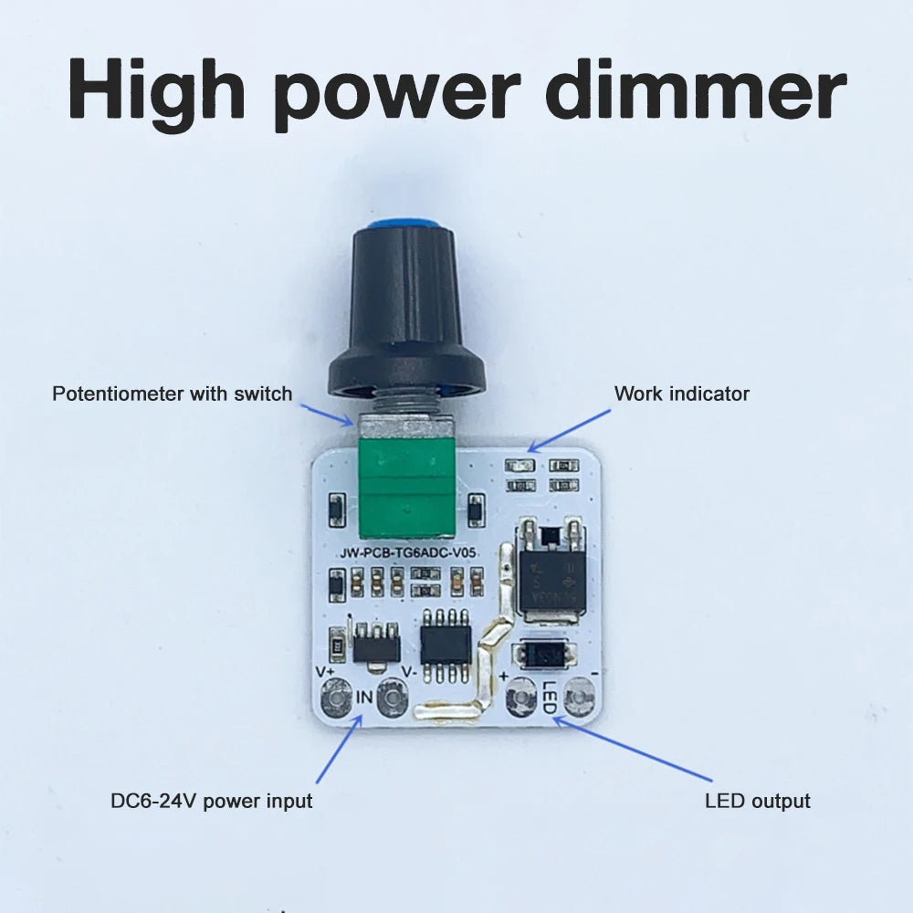 module variateur led réglage luminosité potentiomètre rotatif bouton poussoir industriel électronique fixations connecteurs vis