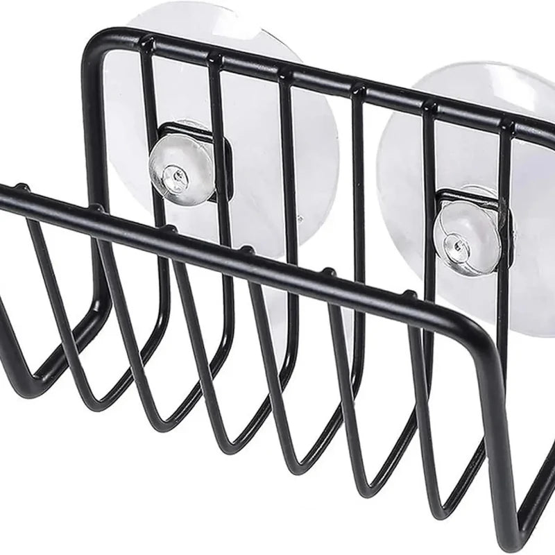porte éponge acier inoxydable ventouses moderne barres horizontales multiple utilisation évier cuisine argenté noir