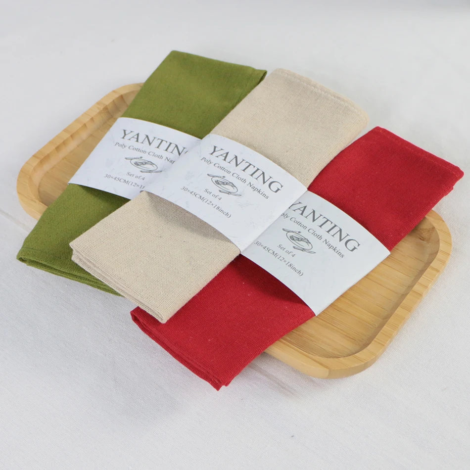 serviettes table tissu rouge vert noir 30x45cm uni réutilisable fêtes mariage opaques classiques pièces