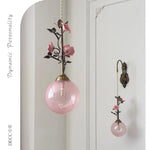 lumière suspendue led rose verre transparent classique floral chambre salon vintage