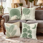 taies d'oreiller décoratives feuilles tropicales minimaliste moderne polyester beige vert 40x40cm 45x45cm 50x50cm 60x60cm