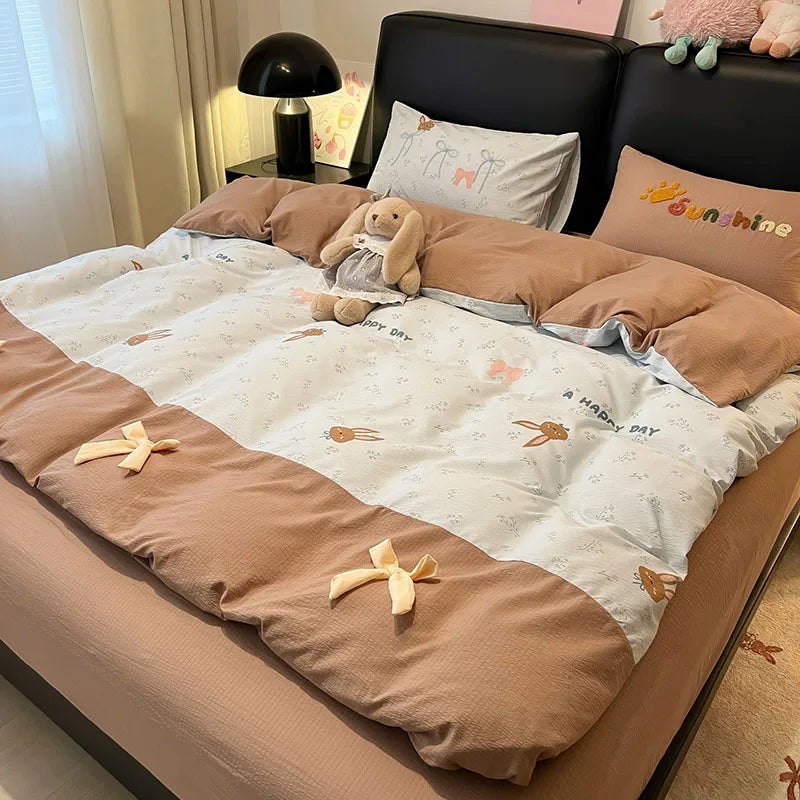 drap housse coton brodé couleurs vives motif points enfant oreiller sunshine chambre fille