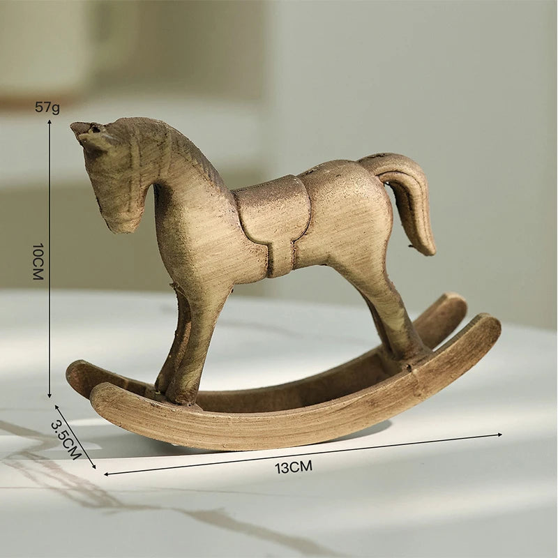chevaux bascule bois rouge vintage ornements décoratifs intérieur rustique statuettes portables déco table