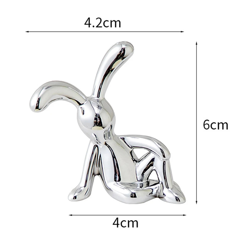 figurines lapin argentées moderne minimaliste décoration intérieure métal poli simple ornement maison
