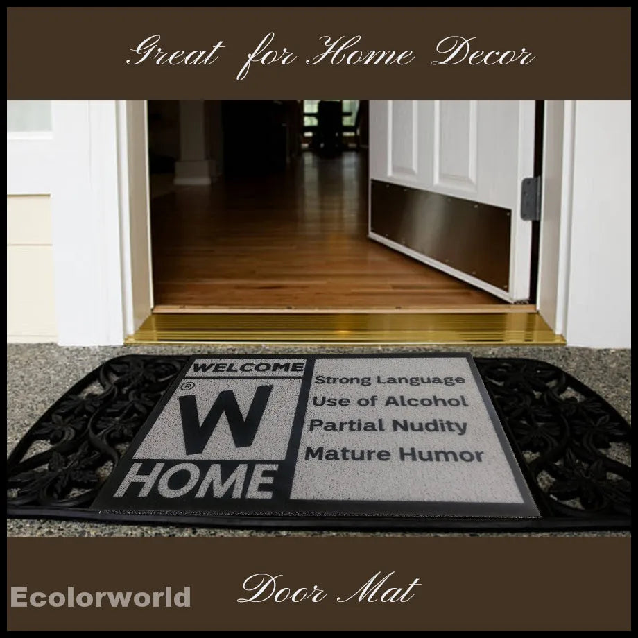 tapis d'entrée pvc antidérapant lettres relief bienvenue moderne graphique extérieur couloir hall gris noir