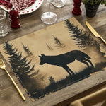 serviettes table silhouettes animales lin vintage beige marron clair naturel adhésif