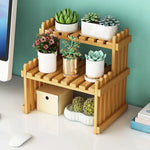 Étagère plante bois argent jardinière table design