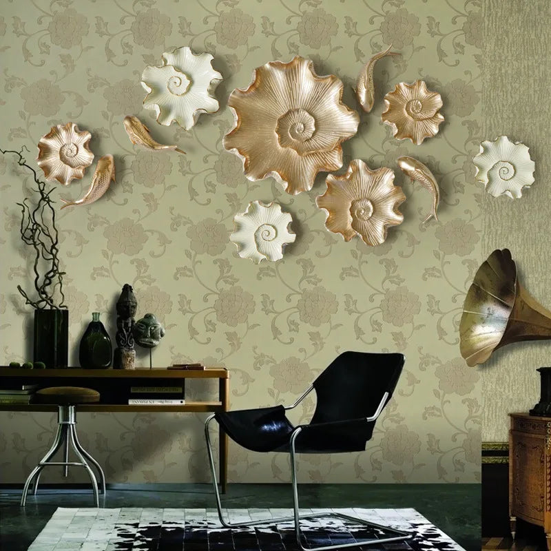 décoration murale plaque or blanc noir spirale élégante adhésive moderne chambre salon