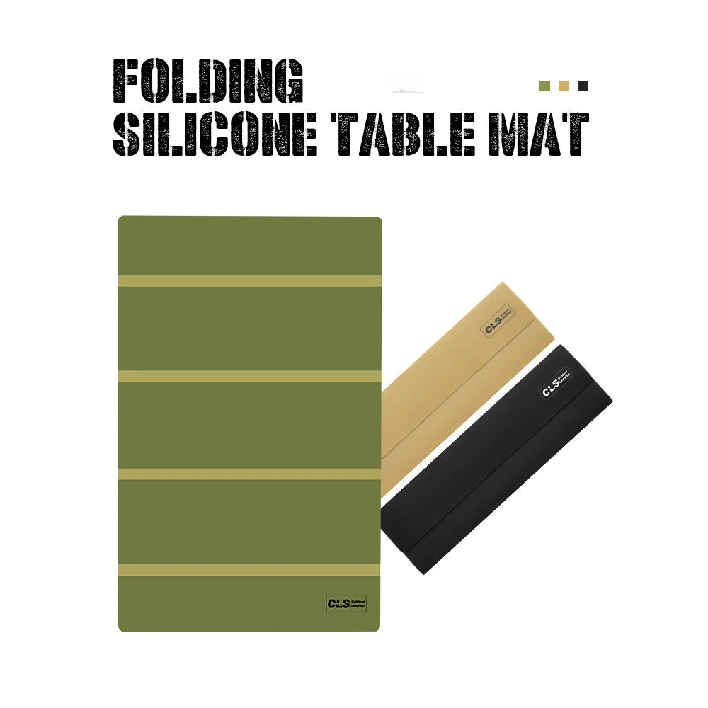 tapis table pliable noir vert militaire vert olive rayures horizontales moderne pratique camping barbecue