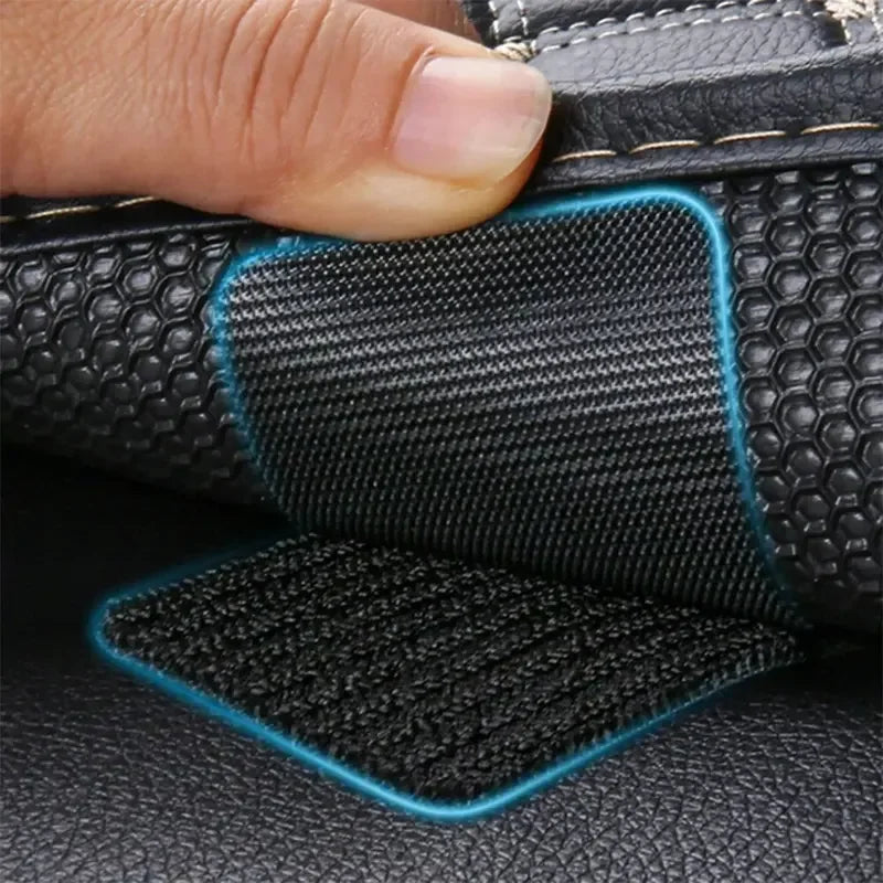 tapis sol auto agrippants noir adhésifs velcro maille fine moderne utilitaire ameublement fixations discretes