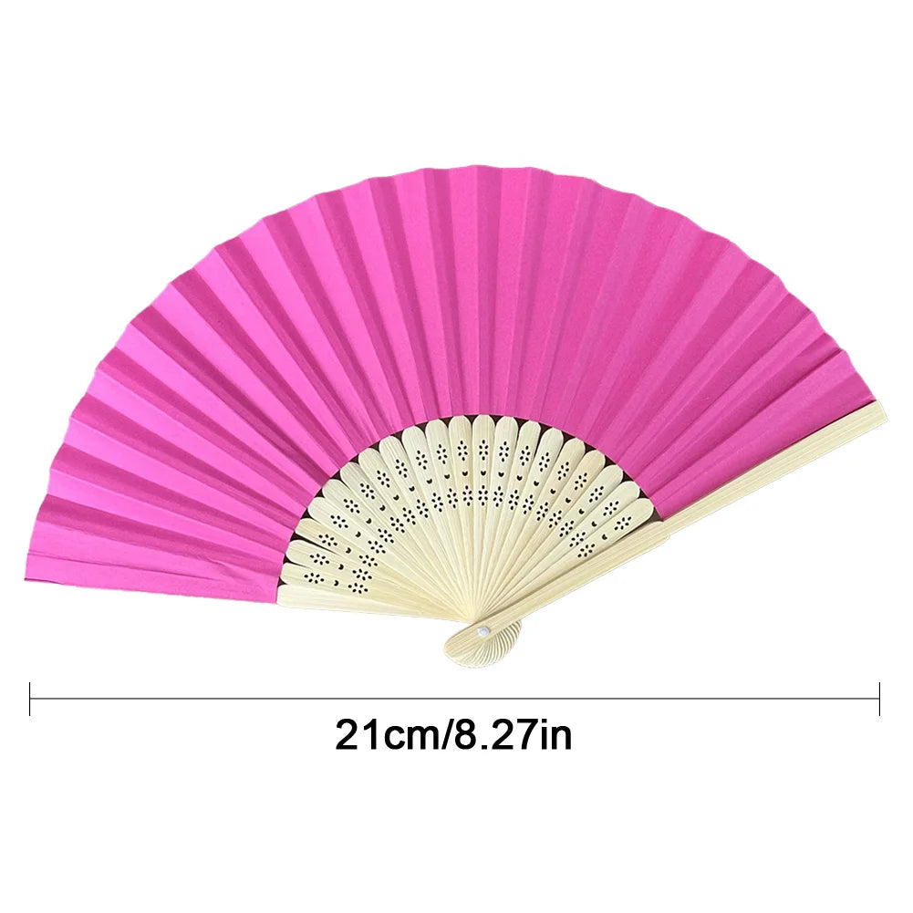 éventail pliant main papier bambou rayures horizontales classique blanche blanc rose rouge Jaune Noir