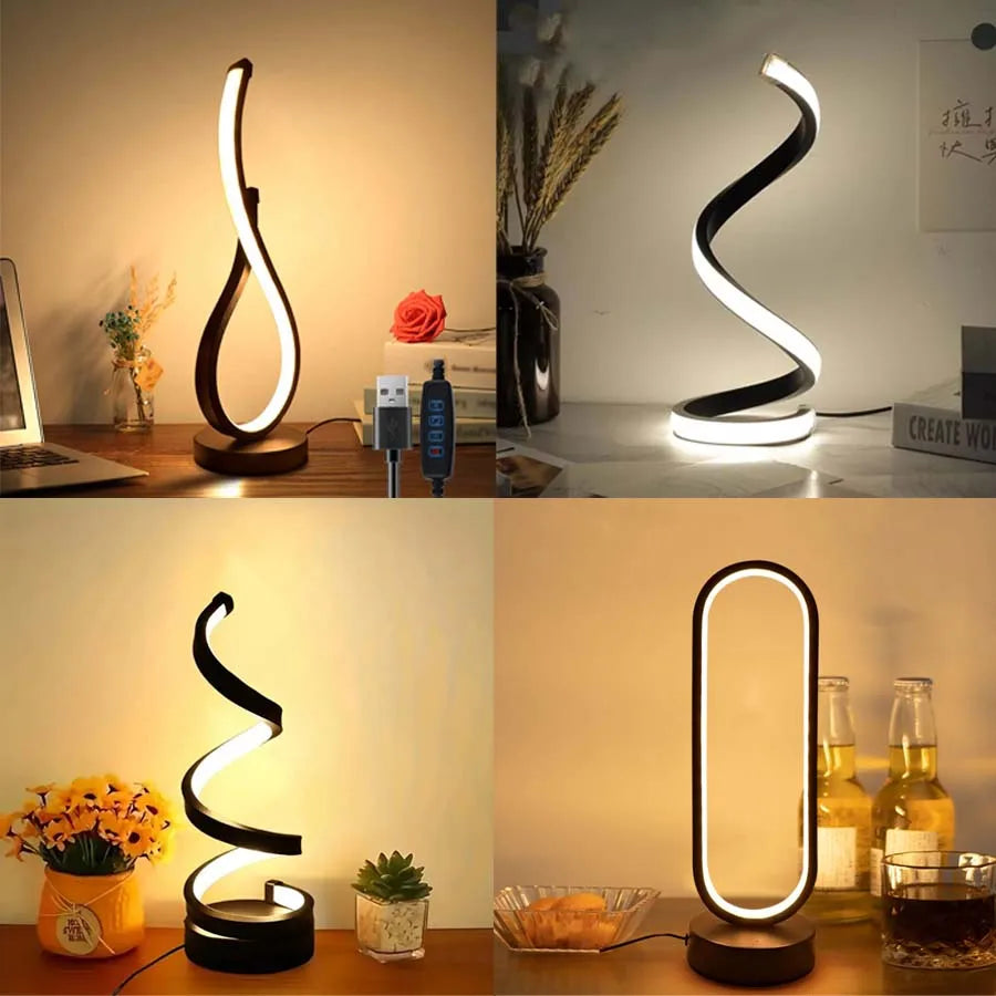 lampe table moderne couleurs dimmable noir blanc fluide contemporain minimaliste chambre coucher