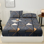 draps coton gris moderne housse lit élastique triangle beige noir doux minimaliste