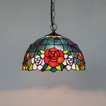 lampe suspendue tiffany fleurs stylisées multicolore rouge orange jaune vert noir adjustable chambre cuisine