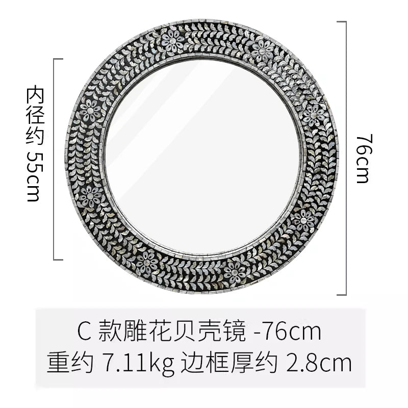 miroir rond mural blanc gris moderne décoration maison tapisserie plantes fixations