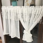 rideau blanc dentelle florale translucide champêtre rustique vintage maison hospitalité