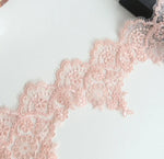 tissu dentelle fleur paillettes blanc rose beige vert mariage translucent brodé polyester 11.5cm