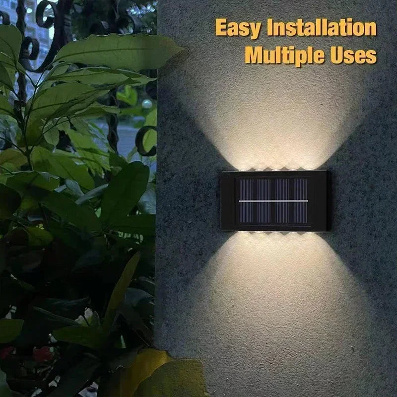 lumières solaires murales modernes 14 LED jaune clair decoration extérieure jardin