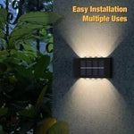 lumières solaires murales modernes 14 LED jaune clair decoration extérieure jardin