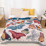couverture coton multicolore papillons moderne portable voyage printemps automne 200x230cm