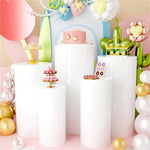 présentation support gâteau blanc acrylique moderne mariage anniversaire événement décoration festive desserts ballons