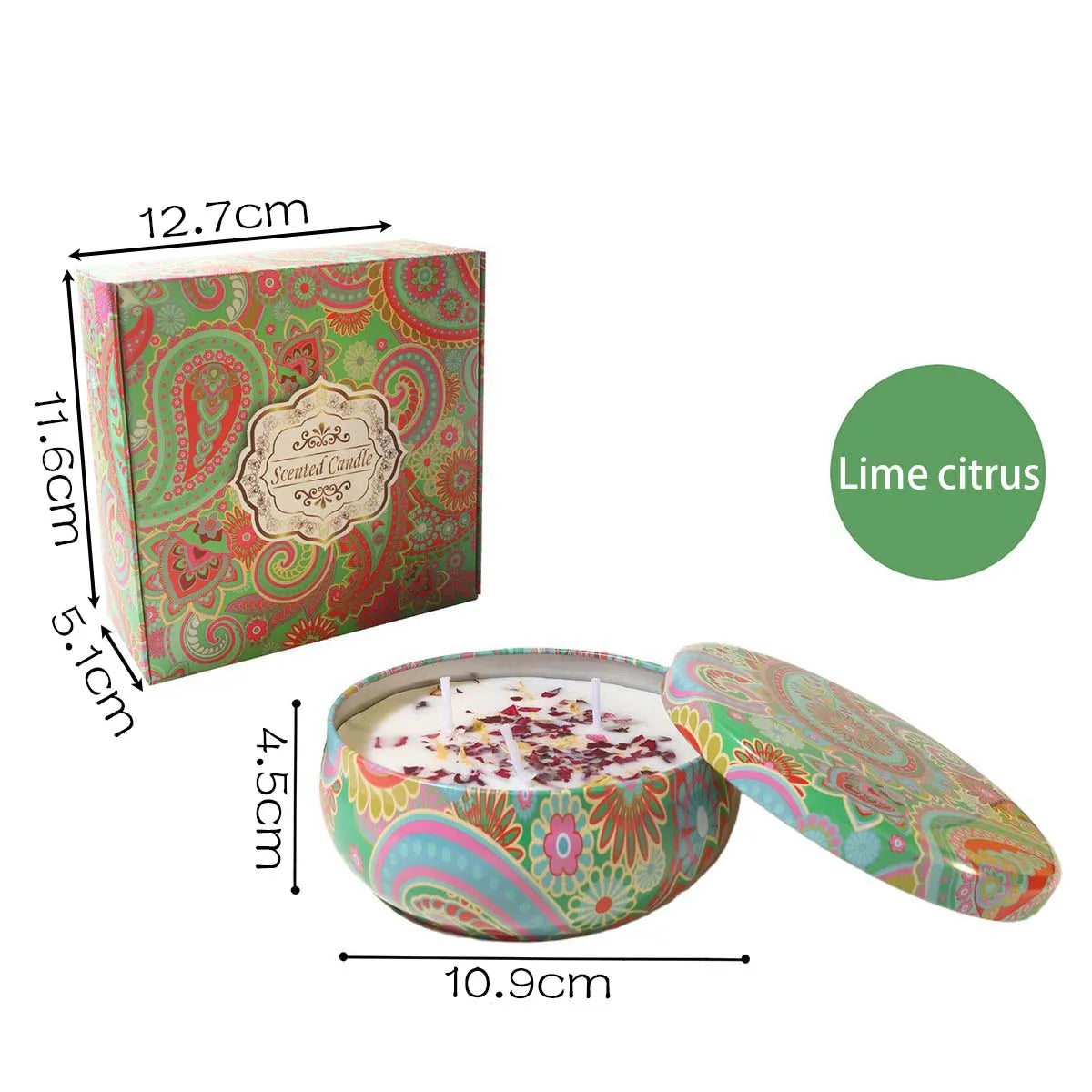 bougies parfumées boîte florale artistique motifs colorés cadeaux anniversaire mariage
