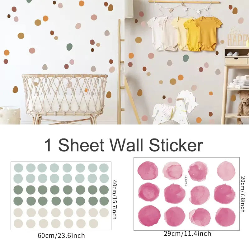 stickers muraux modernes multicolores pois adhésifs decoration chambre enfants deco verte bleue moderne chambre