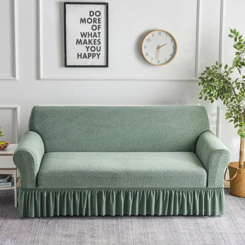 housse canapé jacquard polyestère vert gris moderne antidérapante extensible machine automne hiver