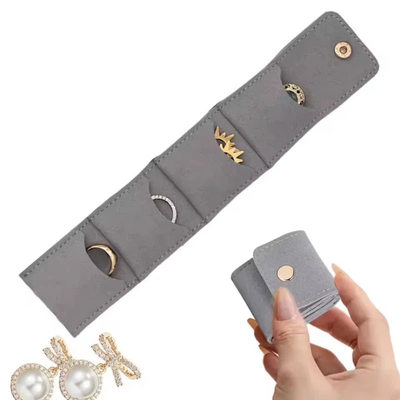 sac rangement bijoux portable compartiments minimaliste cuir synthétique portatif voyage organiser anneaux bagues