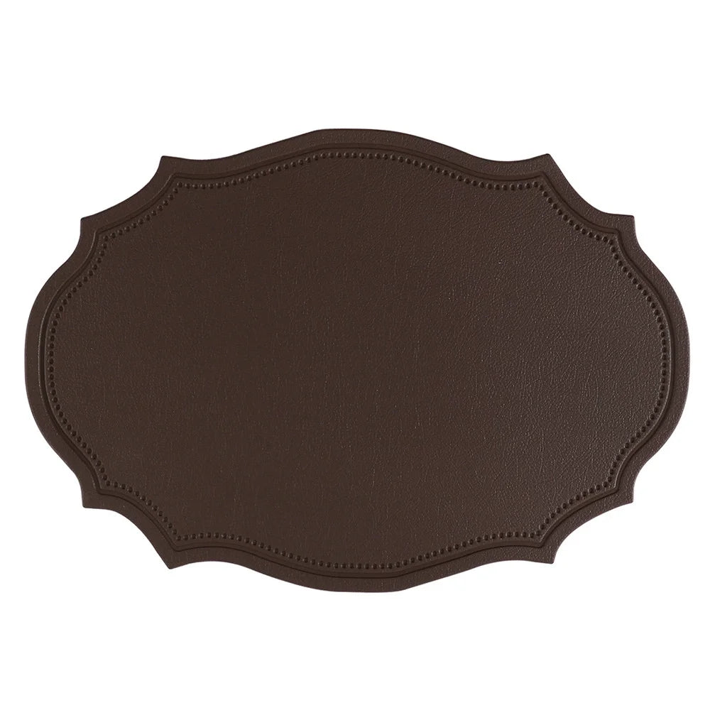 tapis table moderne bleu vert orange gris marron cuir bordure ornée respectueux environnement