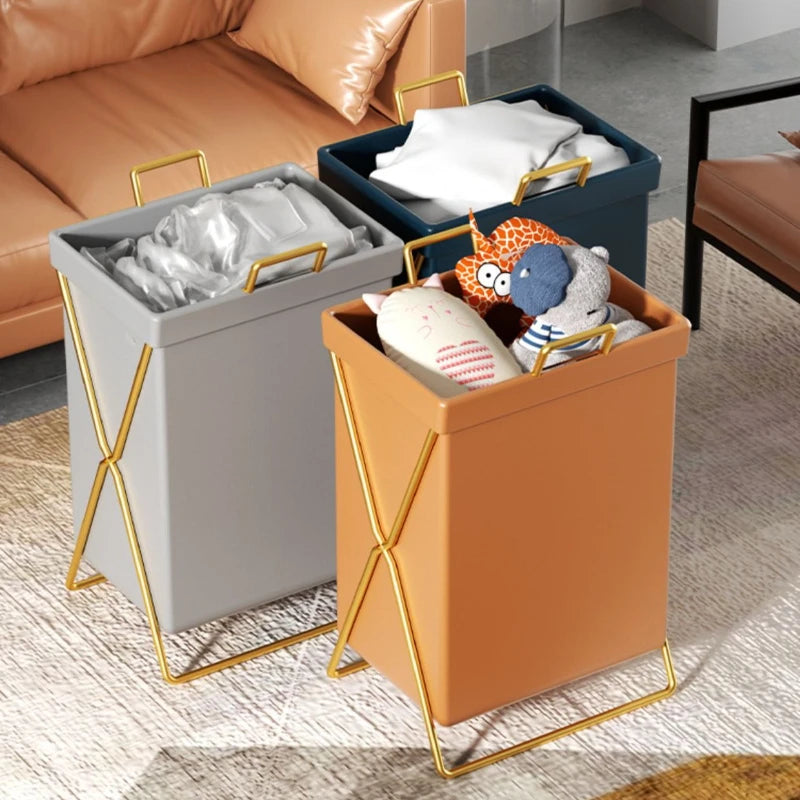 panier linge pliable orange gris bleu marine moderne pu doré tissuintérieur respectueuxenvironnement