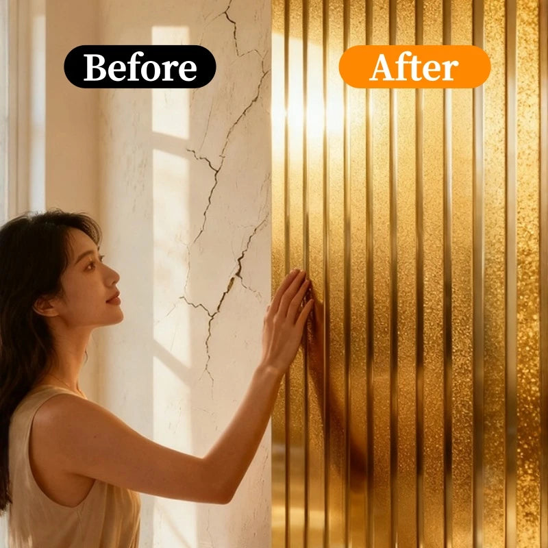 rideau vertical moderne rayures dorées brillantes autocollant résistant l'eau chambre salon doré beige